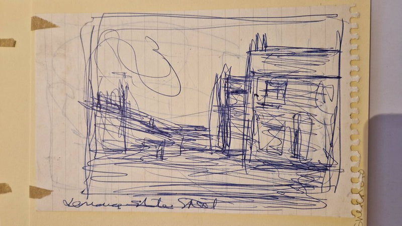 ABD0010 View over Slater Street Drawing found in the Studio Archive c1980s by Arthur Berry