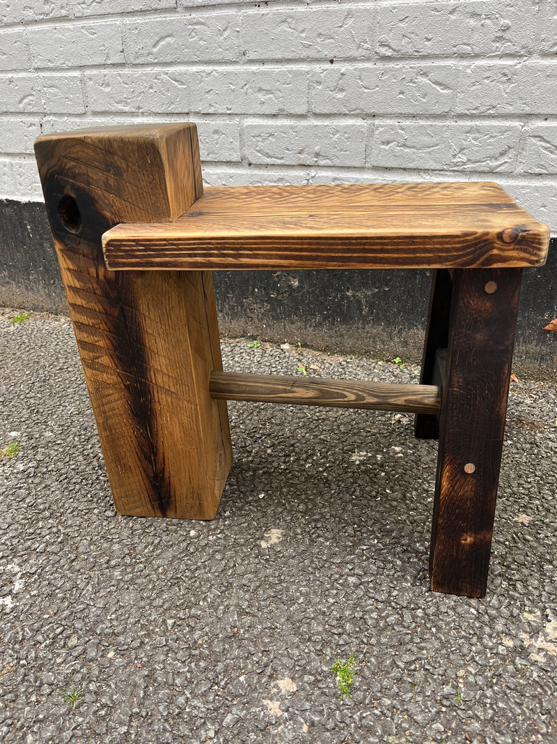 Sleeper stool made from salvage materials by Lost and Found Projects