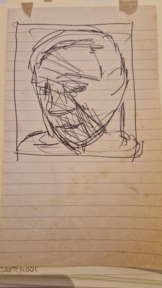 ABD001 Head Portrait Drawing found in the Studio Archive c1980s by Arthur Berry