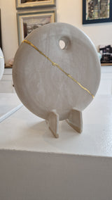 JC2 Stoneware Gold Line Disc Scuplture no6 by Jennifer Cobb