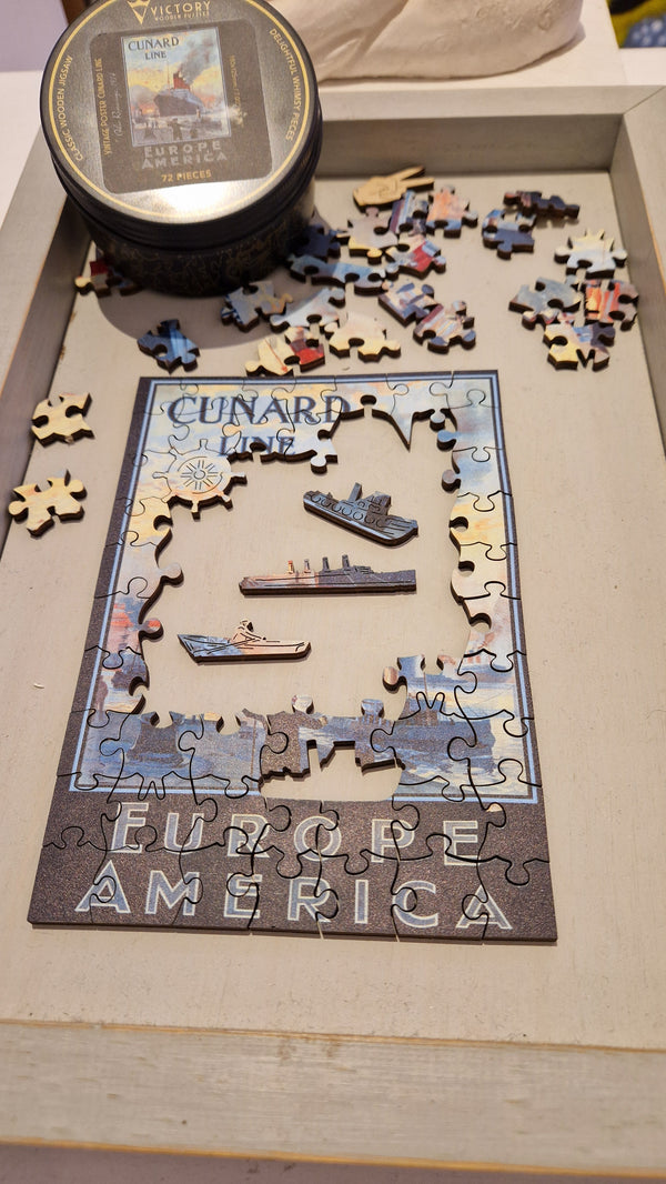 Victory Wooden Lazercut Puzzle of Vintage Titanic Cunard Line Poster Jigsaw Puzzle by Victory Jigsaw Puzzles