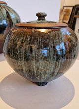 AS11 to 14 Lidded Blue Nuka on Temuku Stoneware Side Round Pots by Alex Shimwell