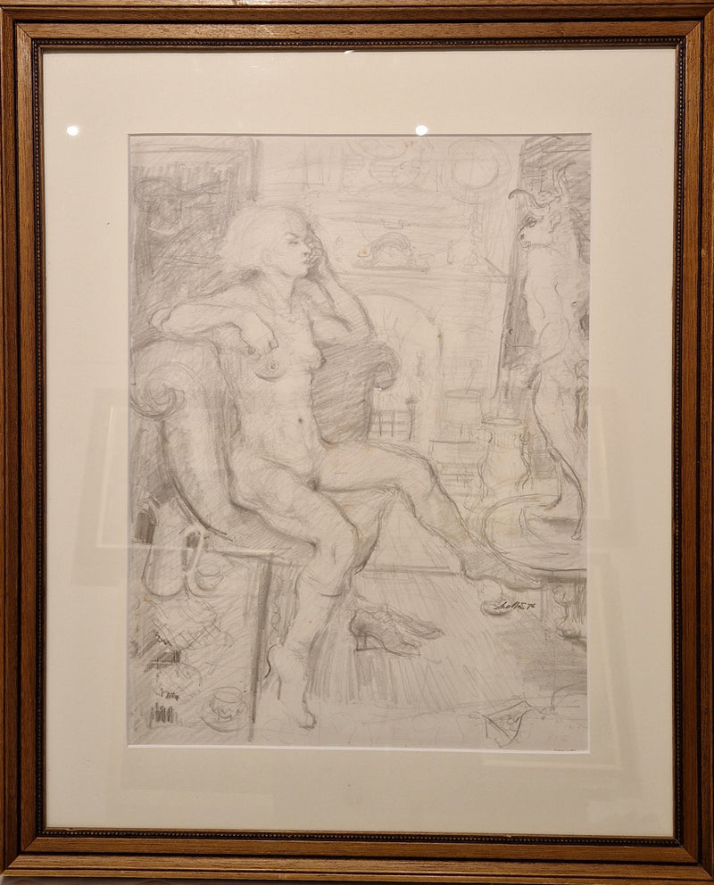 Nude with Satyr 1975 by John Shelton