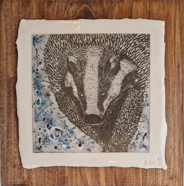 SMP British Wildlife Tile - The Badger printed on Clay 2025 by Shauna McCann