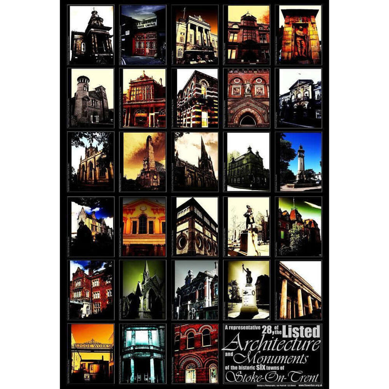 28 Listed Buildings of Stoke on Trent Print by Ian Pearsall by Barewall