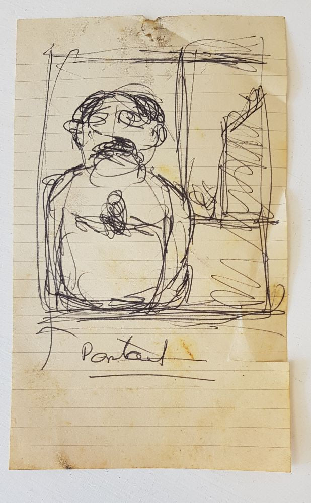 ABD002 Portrait Drawing found in the Studio Archive c1980s by Arthur Berry