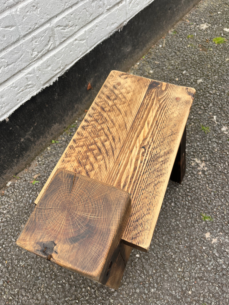 Sleeper stool made from salvage materials by Lost and Found Projects