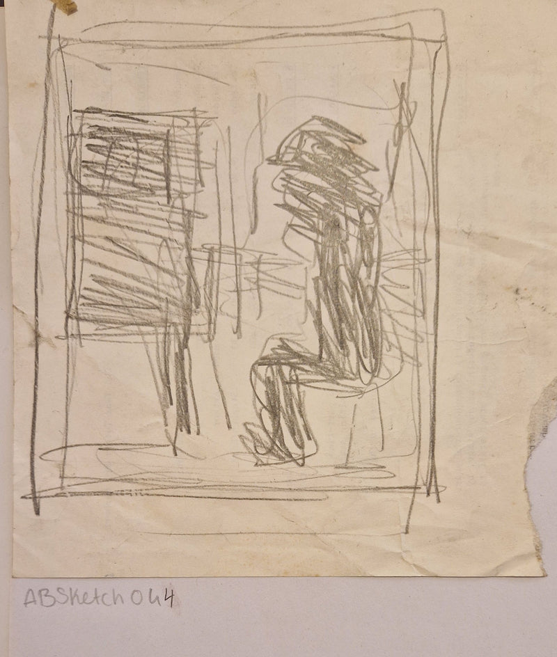 ABD044 Piano Player drawing c1980s found Arthur Berry Archive