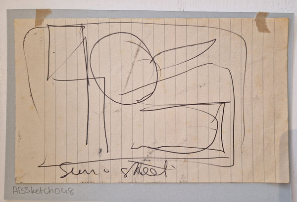 ABD048 Abstract Sun and Street drawing c1980s found Arthur Berry Archive