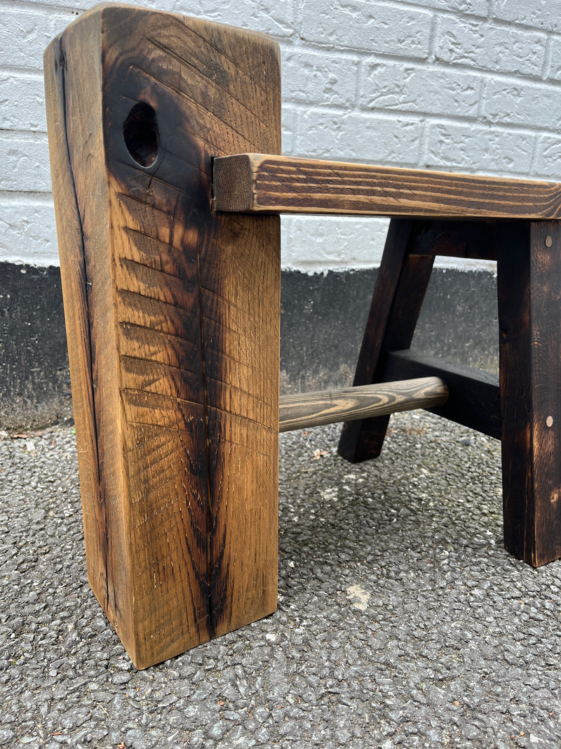 Sleeper stool made from salvage materials by Lost and Found Projects