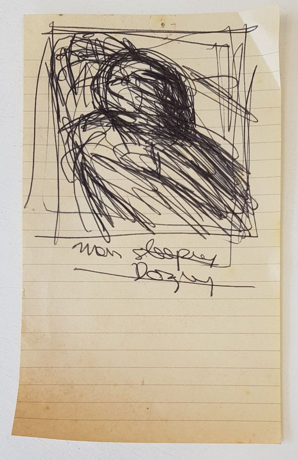 ABD008 Man Sleeping Dozing Drawing found in the Studio Archive c1980s by Arthur Berry