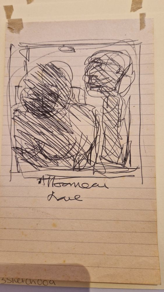 ABD009 A Noon Meal Love Drawing found in the Studio Archive c1980s by Arthur Berry