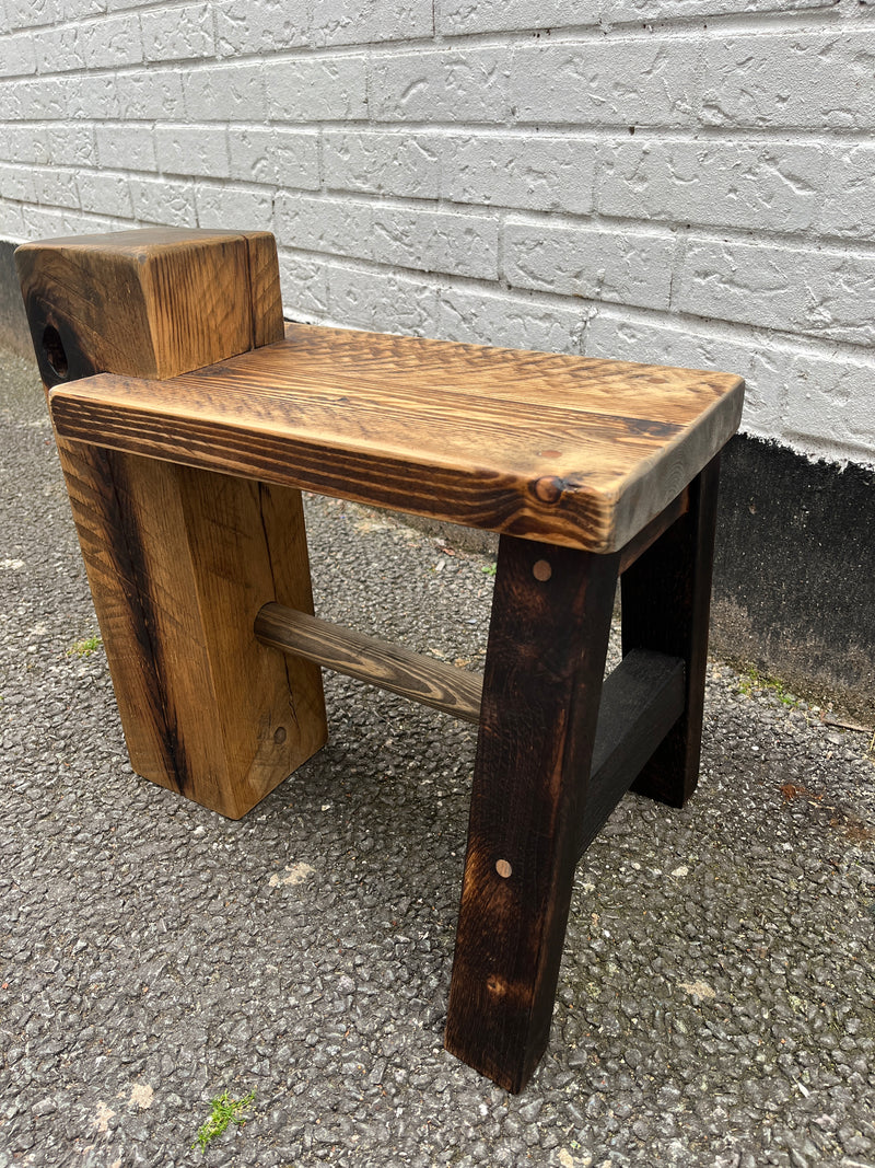 Sleeper stool made from salvage materials by Lost and Found Projects