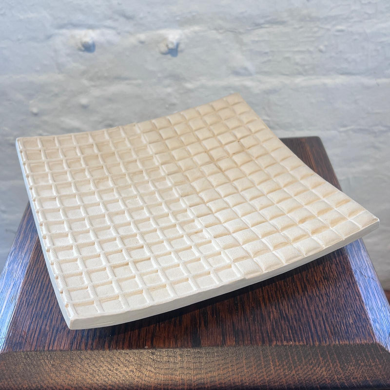 DH2 White Ceramic New York Grid Platter 2024 by Dave Harper