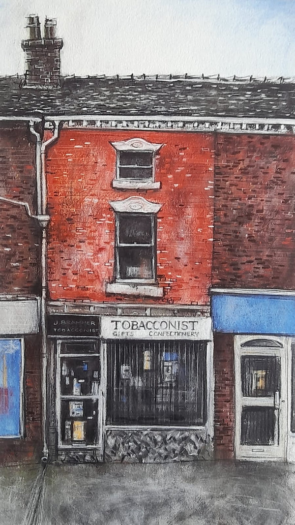 DB2475 The Tobacconist's A3 signed ltd edition print by David Brammeld
