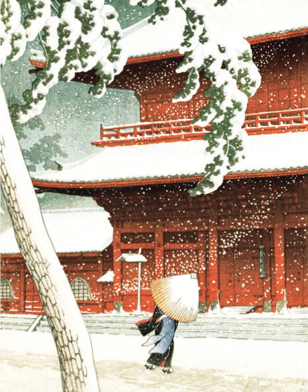 Set of 6 Zojo-Ji Temple in Shiba 2024 Christmas Cards by Kawase Hasui supporting Artists General Benevolent Institution