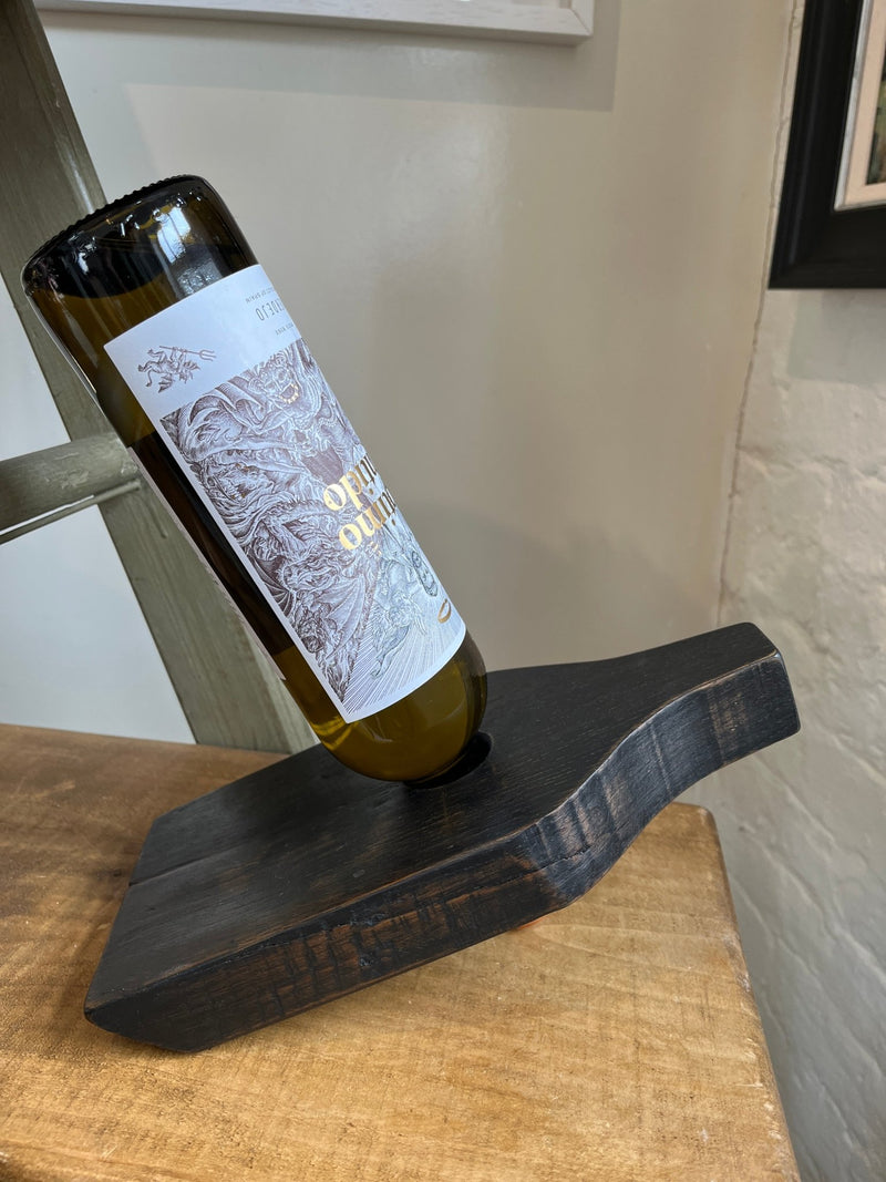 Bottle kiln wine bottle holder made from salvaged timber (black) by Lost and Found Projects by Barewall