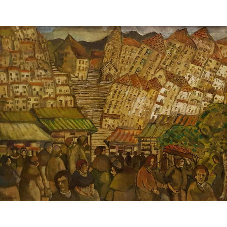 DH35 Pryenean Market, Oil by Derek Higginson by Barewall