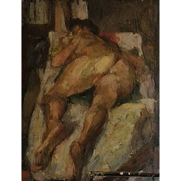 EN07Oil Sleeping Nude c1950s by Enos Lovatt by Barewall