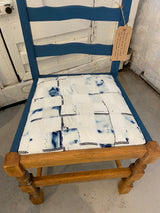 Farmhouse Occasional Chair in Demin and Calico. Repaired Restored Reworked with Denim and Calico seat pad by Lost and Found Projects by Barewall