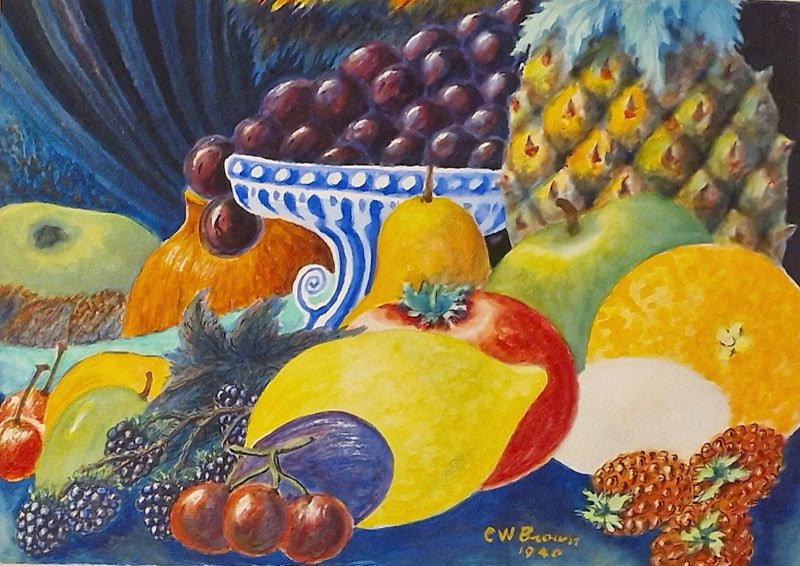 Fruit Watercolour 1940 by CW Brown by Barewall