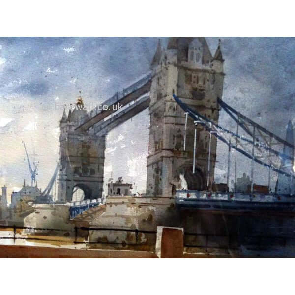 Grey Day at Tower Bridge by Geoffrey Wynne RI by Barewall