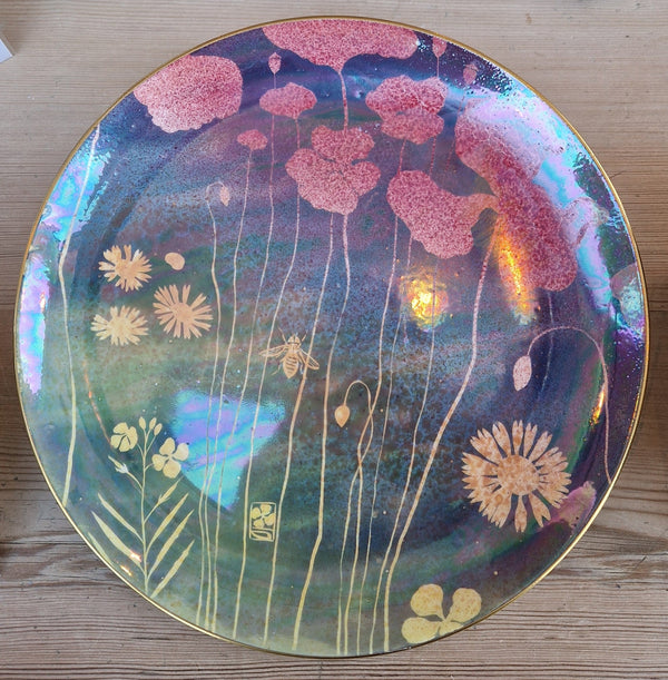 JC2401 Wild Glories of the Corn Lustre Hand painted plate 1983 by Jonathan Cox by Barewall