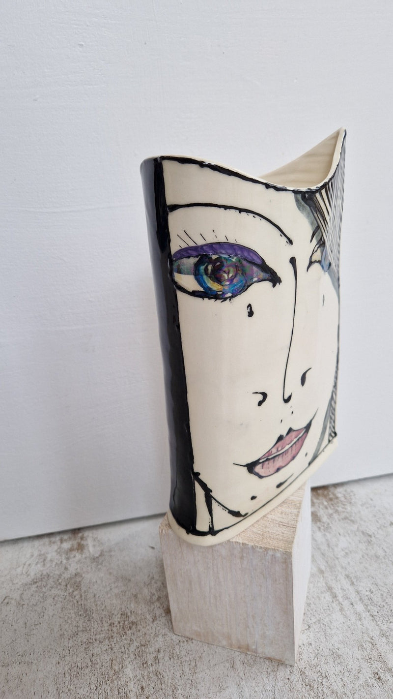 JC2403 Persephone II lustre hand painted face vase 2023 by Jonathan Cox by Barewall