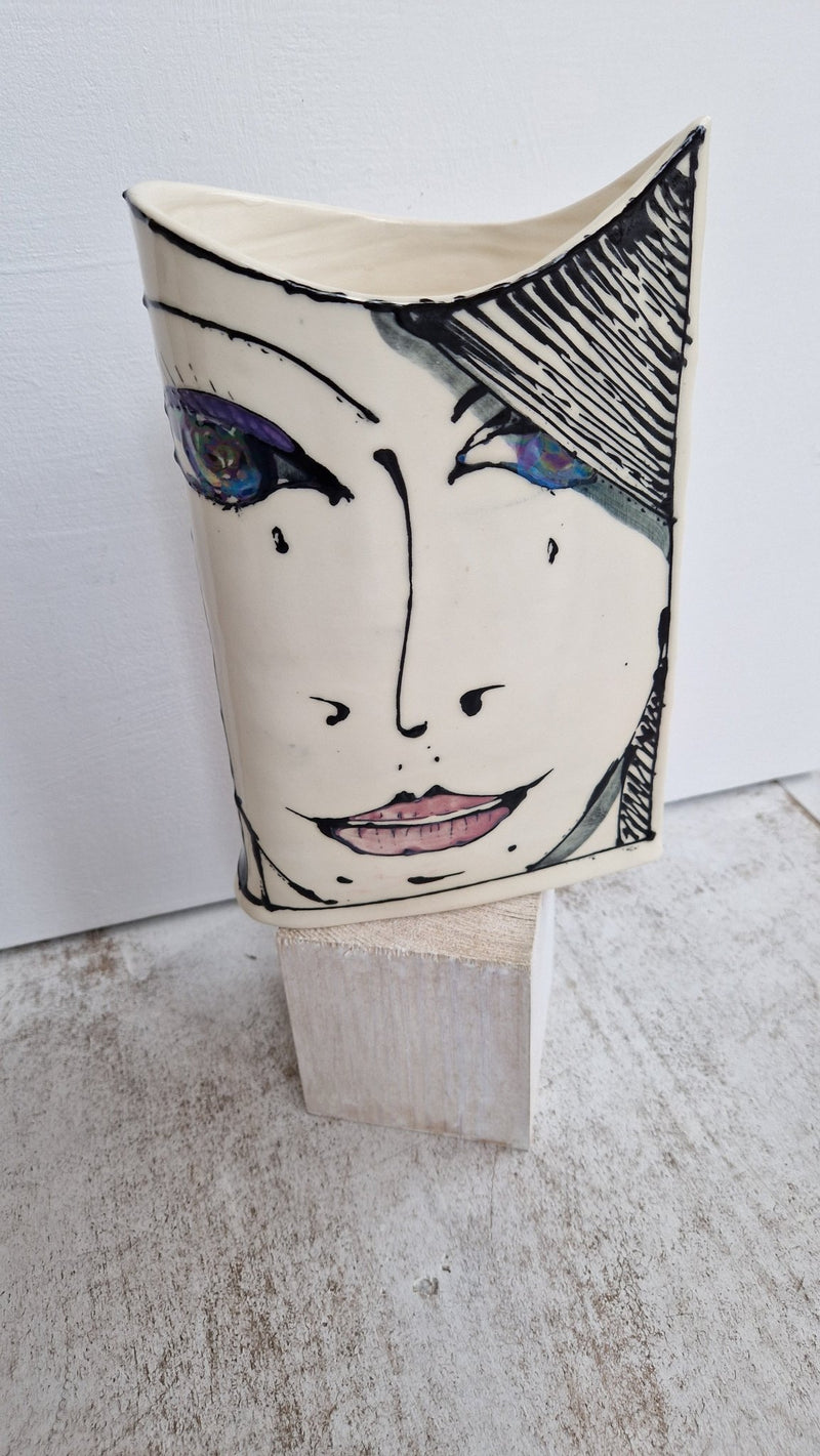 JC2403 Persephone II lustre hand painted face vase 2023 by Jonathan Cox by Barewall