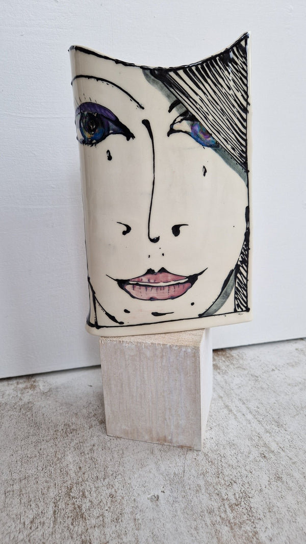 JC2403 Persephone II lustre hand painted face vase 2023 by Jonathan Cox by Barewall