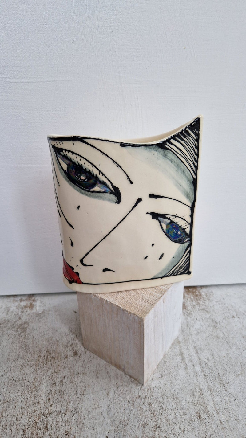 JC2405 Lydia lustre hand painted face vase 2023 by Jonathan Cox by Barewall