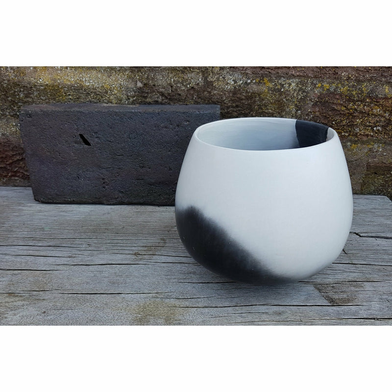 JR15 Black and White reconstructed Bowl Pot by June Ridgway by Barewall