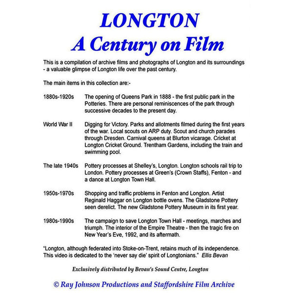 Longton - A Century on Film Stoke on Trent Historical Film DVD by Barewall