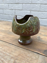 Mid Century Sylvac Green and Brown shallow vase. By Lost and Found Projects by Barewall