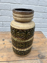 Mid Century West German Scheurich Green and Beige mid size Vase by Lost and Found Projects by Barewall