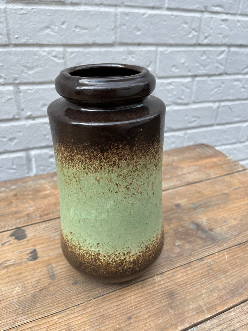 Mid Century West German Scheurich Green and Brown Vase. By Lost and Found Projects by Barewall