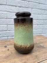 Mid Century West German Scheurich Green and Brown Vase. By Lost and Found Projects by Barewall