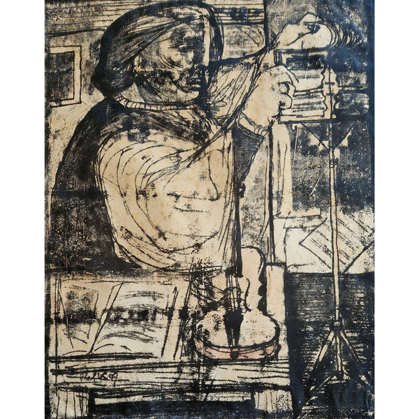 Musician 1959 Monoprint by John Shelton by Barewall