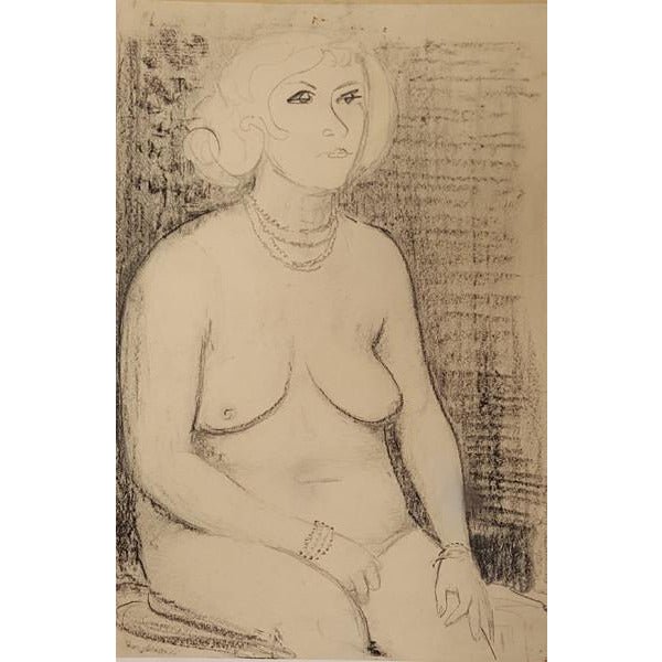 RC4 Signed Seated Nude Sketch c1954 by Raymond Coxon by Barewall