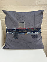 Recycled Vintage Denim Cushion (Japanese boro) by Lost and Found Projects by Barewall