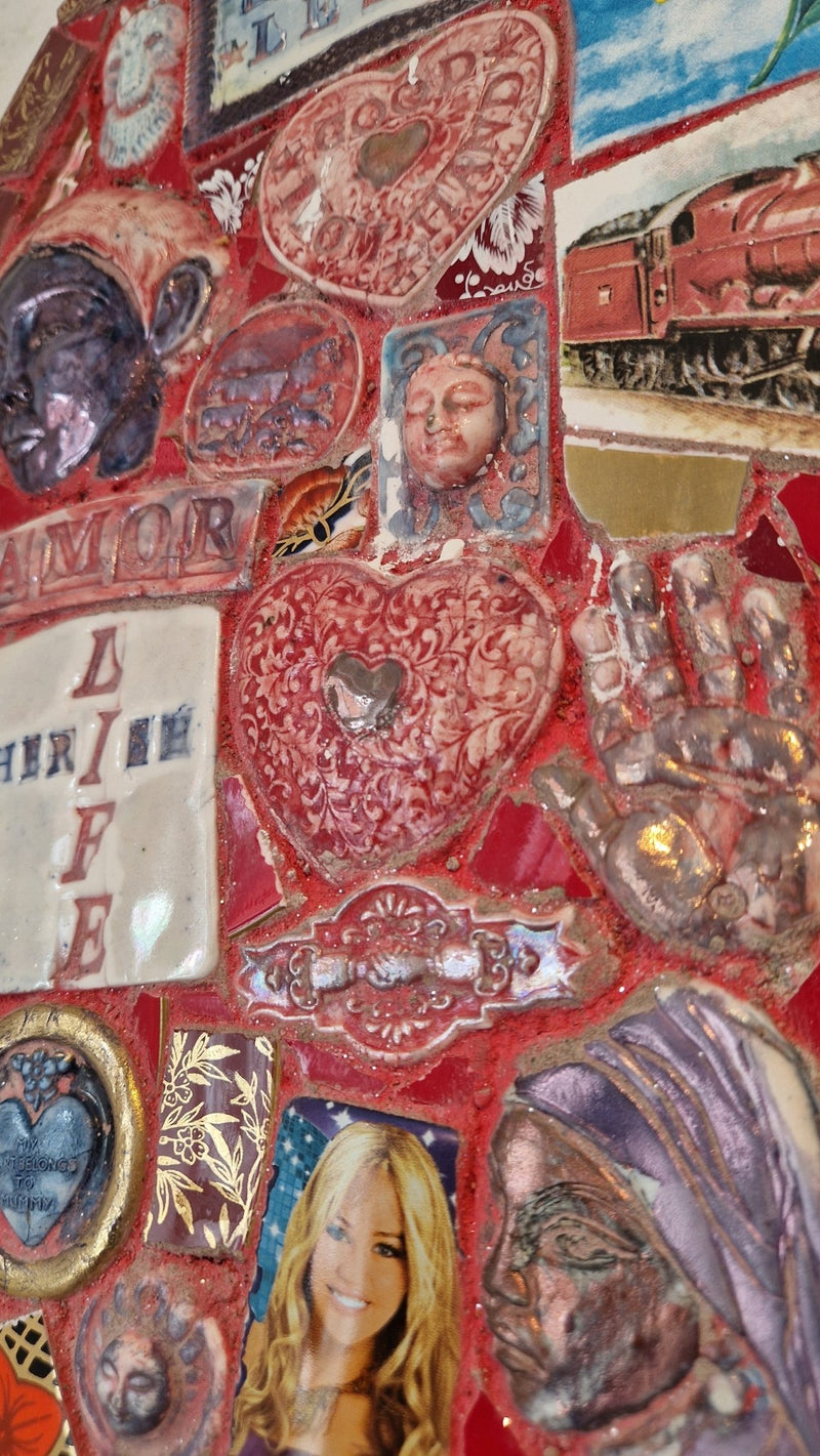 Red Heart with Cherish Life Key to Your Heart with Hand Mirror 2024 by Philip Hardaker by Barewall