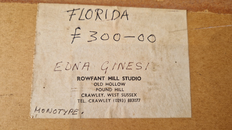 Florida Monotype print c. 1964 by Edna Ginesi