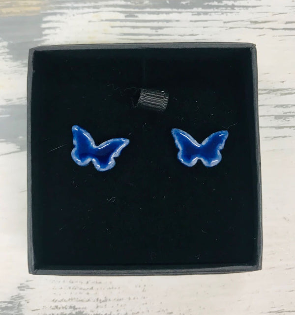 HB2 Dark Blue Butterfly Stud Earrings by Hayley Blackwell