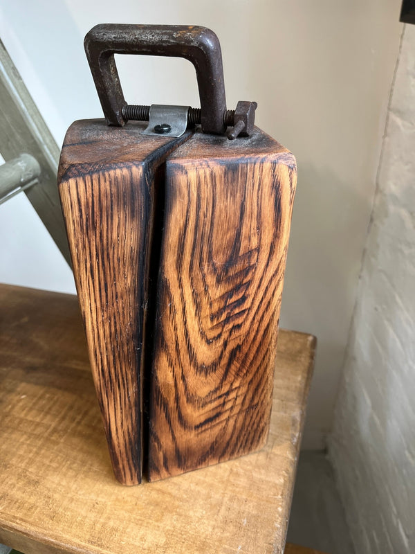 Salvaged timber door stop with handle (grained) by Lost and Found Projects by Barewall