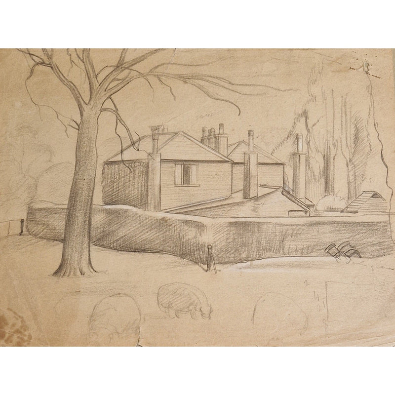 SL1 Farm house drawing c1940s by Stanley Lewis by Barewall