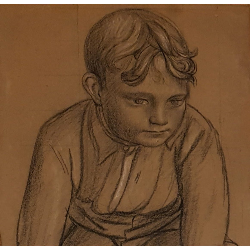 SL8 Young Boy seated study drawing by Stanley Lewis by Barewall