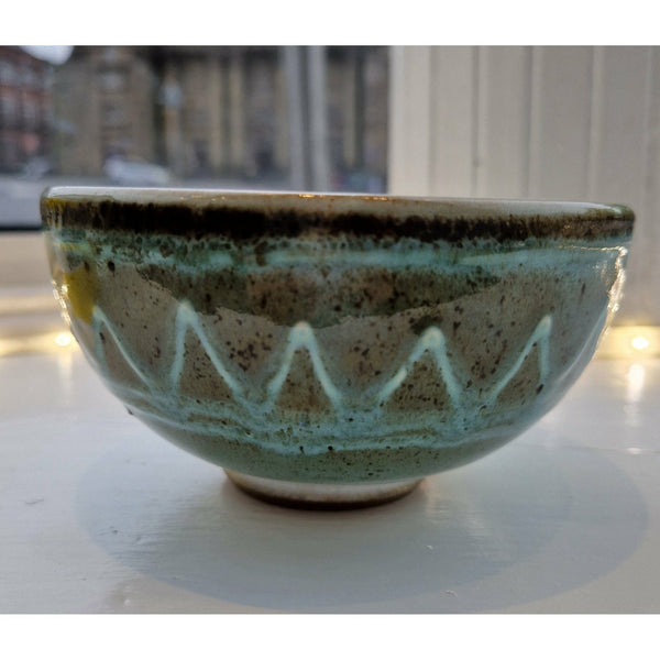 Stoneware Green Decorated Bowl by David Frith by Barewall