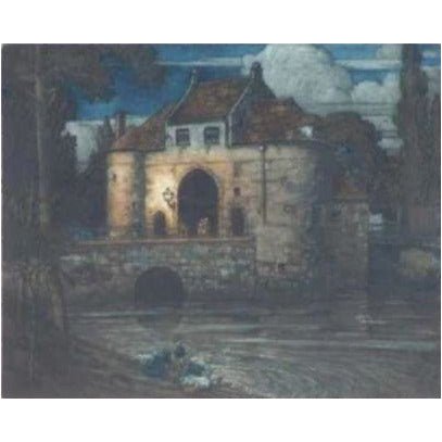 The Old Gateway Bruges colour etching by Frederick Marriott by Barewall