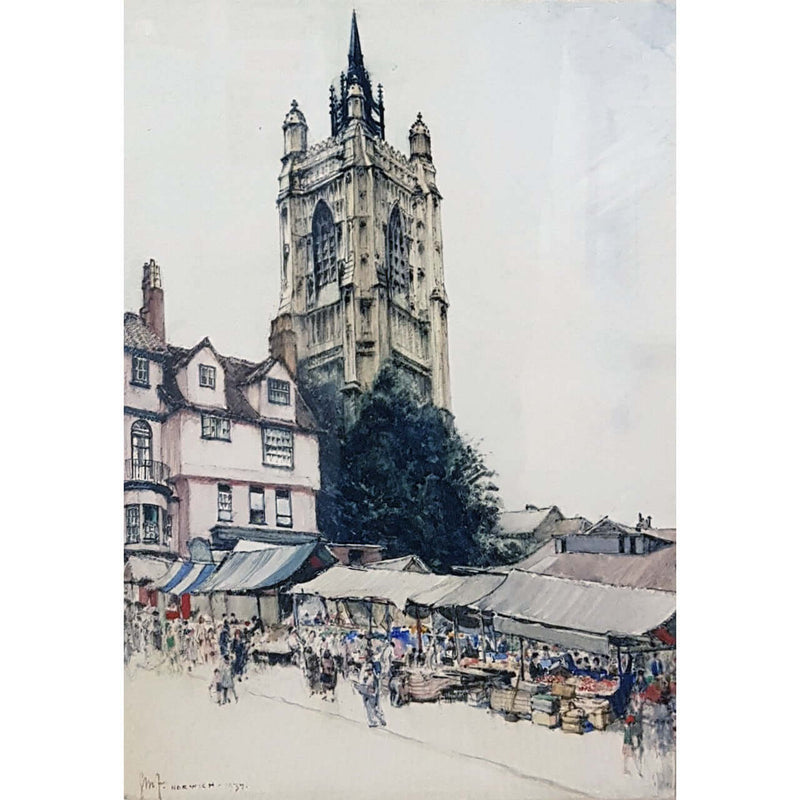 The Tower of St Peter Mancroft, Norwich 1937 by Gordon M Forsyth RI by Barewall