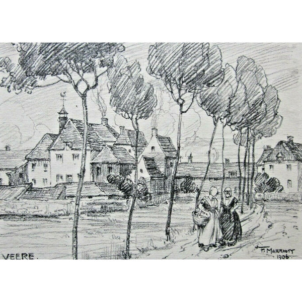 Veere 1906 drawing by Frederick Marriott by Barewall